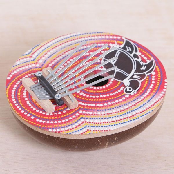 Alternate image for Handmade Coconut Shell and Wood Turtle Kalimba Thumb Piano Joyous Turtle