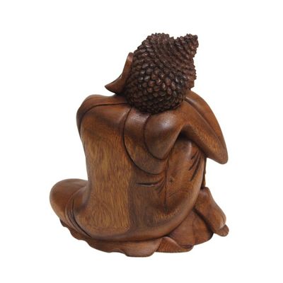 Alternate image for Balinese Hand-Carved Wood Buddha Statuette Relaxing Buddha