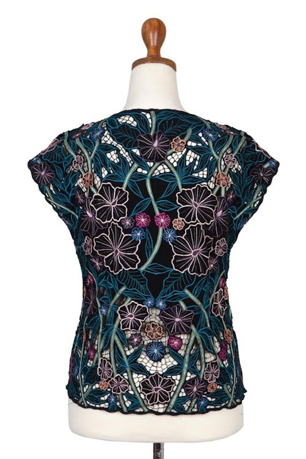 Alternate image for Floral Embroidered Rayon Blouse from Bali Lovely Garden