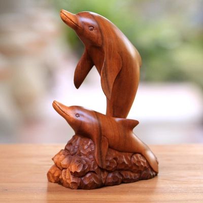 Alternate image for Carved Wood Sculpture Dolphin Generation