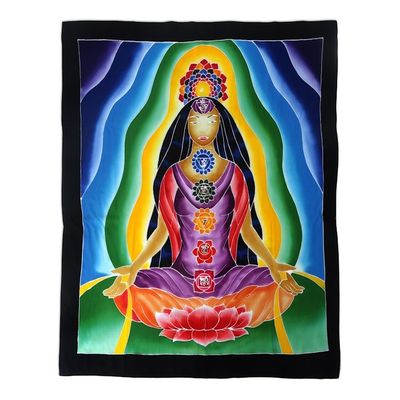 Alternate image for Multi-Colored Aura Meditation Floral Rayon Wall Hanging Beauty of Meditation