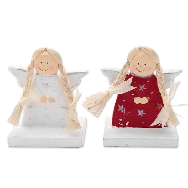 Alternate image for Hand Carved and Painted Wood Angel Decor Pair Cute Angels