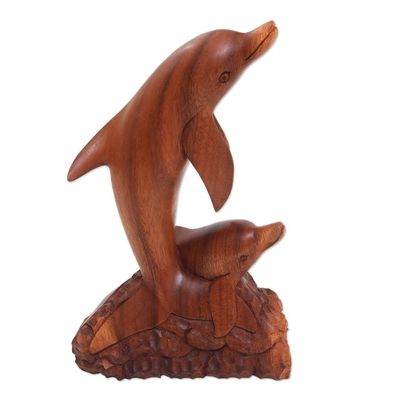 Alternate image for Carved Wood Sculpture Dolphin Generation
