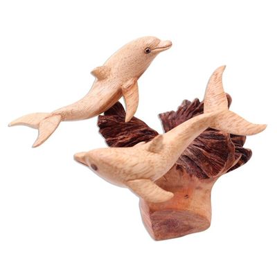 Alternate image for Artisan Crafted Coral Reef and Dolphin Sculpture Dolphin Harmony