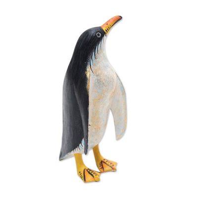 Alternate image for Hand Crafted Jempinis Wood Penguin Statuette Friendly Penguin