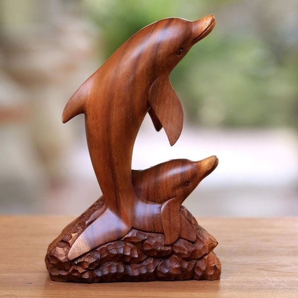Alternate image for Carved Wood Sculpture Dolphin Generation