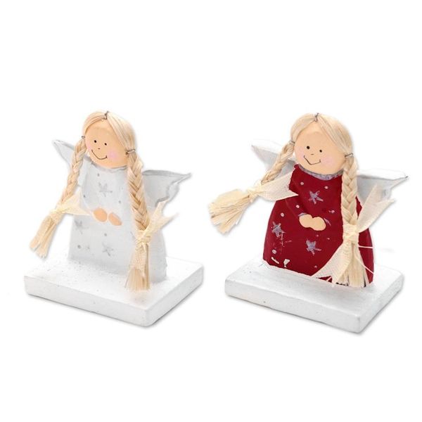 Alternate image for Hand Carved and Painted Wood Angel Decor Pair Cute Angels