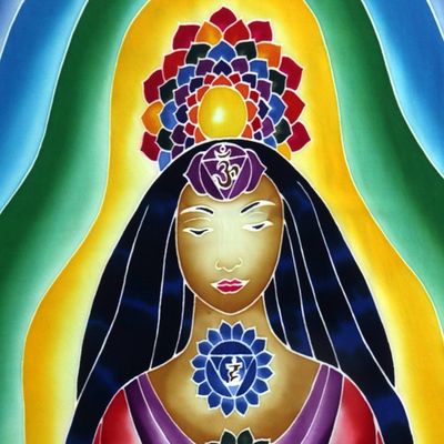 Alternate image for Multi-Colored Aura Meditation Floral Rayon Wall Hanging Beauty of Meditation