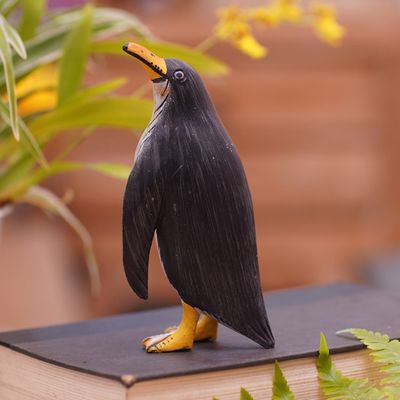 Alternate image for Hand Crafted Jempinis Wood Penguin Statuette Friendly Penguin