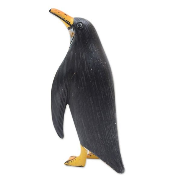 Alternate image for Hand Crafted Jempinis Wood Penguin Statuette Friendly Penguin