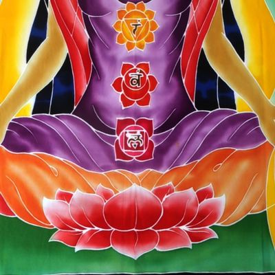 Alternate image for Multi-Colored Aura Meditation Floral Rayon Wall Hanging Beauty of Meditation