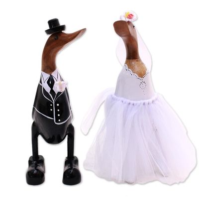 Alternate image for Bamboo Root and Wood Duck Wedding Sculptures Pair Duck Wedding
