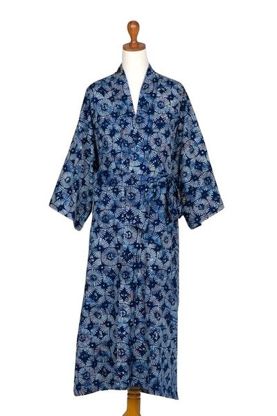 Alternate image for Mens Batik Cotton Robe Midnight Fireworks