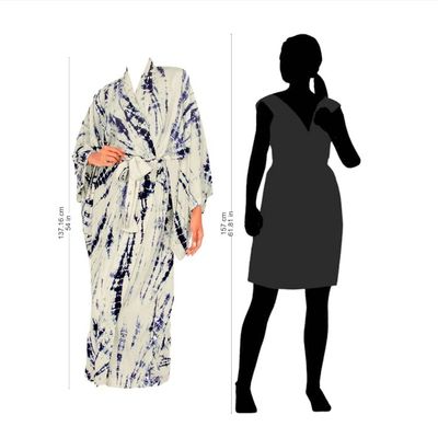 Alternate image for Womens Kimono Style Tie-dye Robe on Blue and Cream High Energy