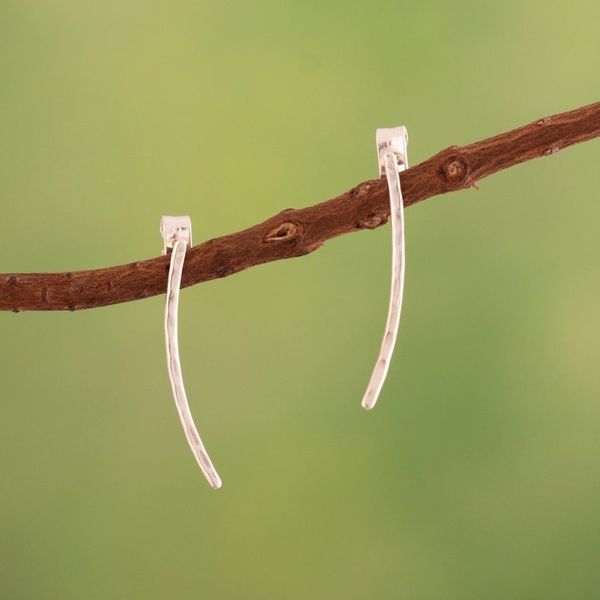 Alternate image for Modern Sterling Silver Climber Earrings in a Polished Finish Shiny Finesse