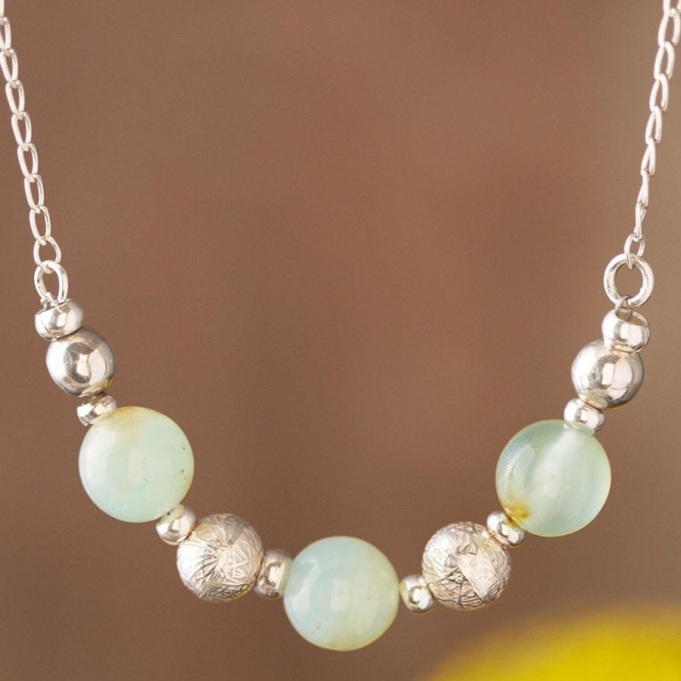 Natural Opal Beaded Necklace from Peru 'Round Sophistication'