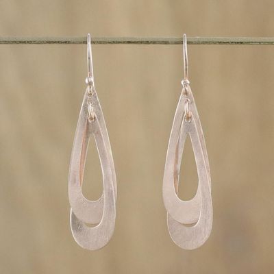 Alternate image for Handcrafted Contemporary Rose Gold Plated Thai Earrings Tears Entwined
