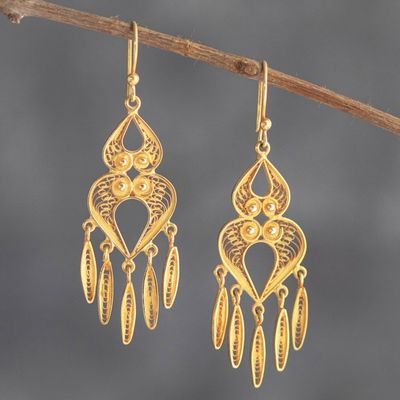 Alternate image for Chandelier Earrings in 24k Gold Plate Catacaos Cascade