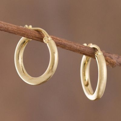 Alternate image for 18k Gold Plated Sterling Silver Hoop Earrings from Peru Classic Sheen