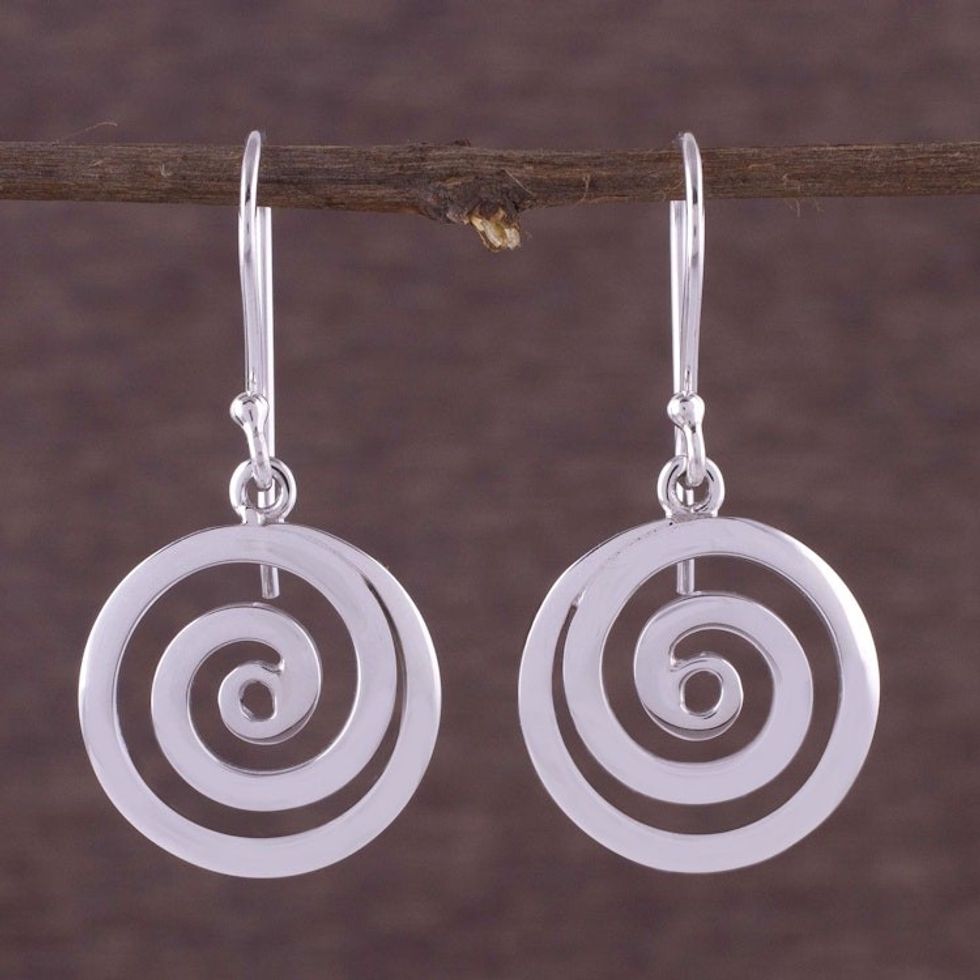 Sterling Silver Dangle Earrings 'Andean Whirlwind'