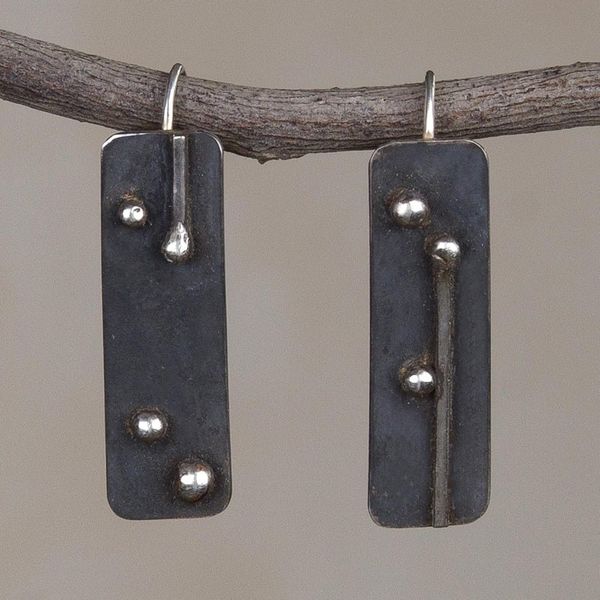 Alternate image for Oxidized Sterling Silver Drop Earrings from Peru Silver Secrets
