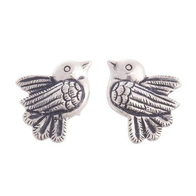 Alternate image for 950 Silver Dove Button Earrings Crafted in Peru Imperial Dove