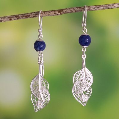 Alternate image for Leaf Motif Sodalite Dangle Earrings Tropical Cascade