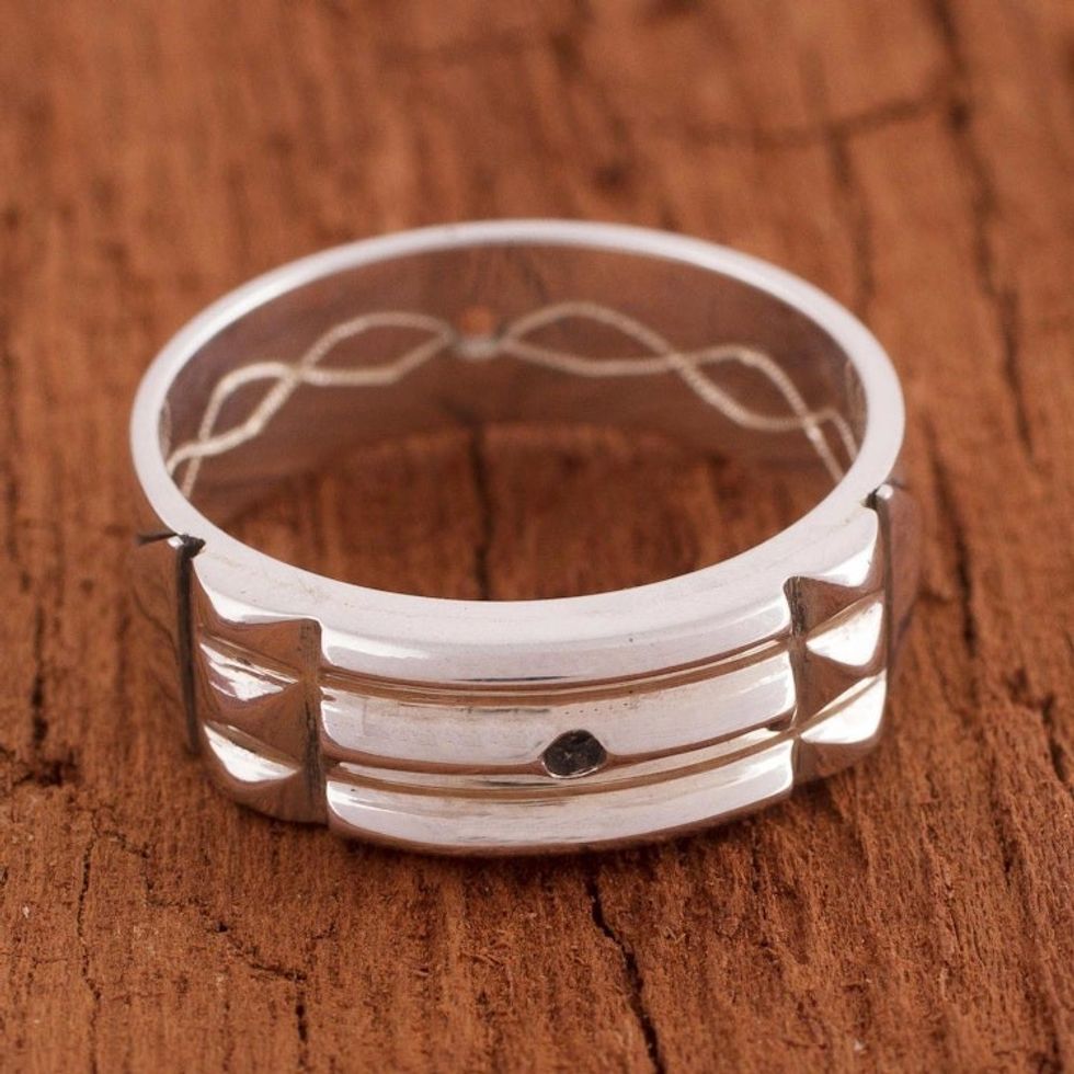 Artisan Crafted Sterling Silver Atlantis Band Ring from Peru 'Atlantis Power'