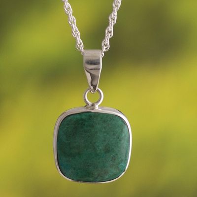 Alternate image for Chrysocolla and Sterling Silver Pendant Necklace Window