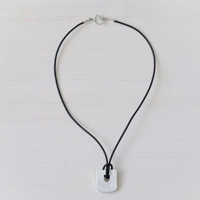 Alternate image for Modern Peru Art Silver Artisan Leather Necklace Our Promise