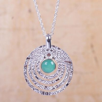 Alternate image for Textured Sterling Silver Handcrafted Necklace with Opal Ancient Echo