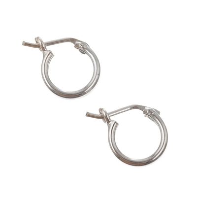 Alternate image for Handmade Modern Sterling Silver Mini Hoop Earrings from Peru Silver Polish