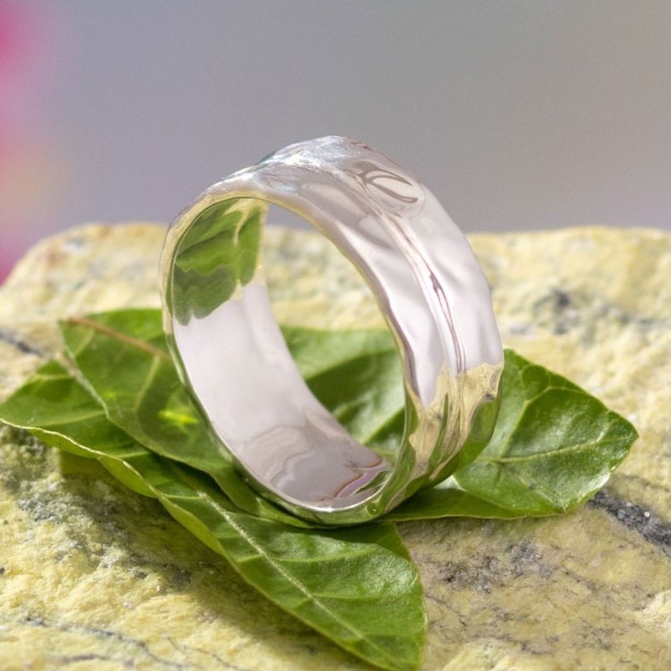 Artisan Crafted High Polish Sterling Ring 'Modern Glow'