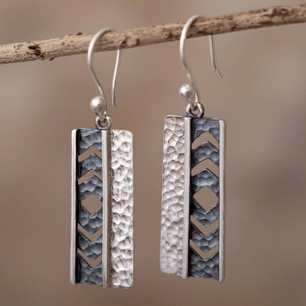 Sterling Silver Dangle Earrings from Peru 'Silver Arrows'