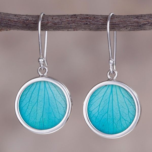 Alternate image for Sterling Silver and Natural Leaf Dangle Earrings from Peru Atlantis Leaves