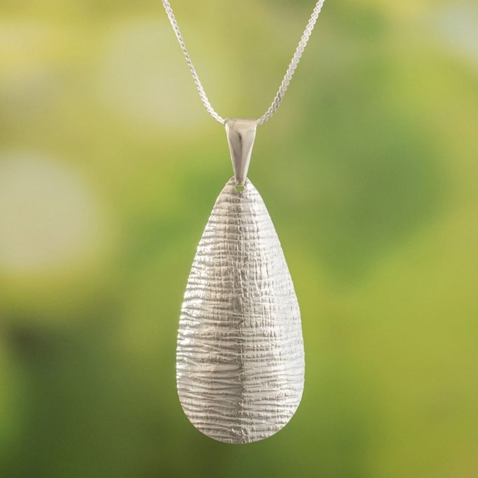 Sterling Silver Necklace with Petal Pendant Crafted in Peru 'Glorious Petal'