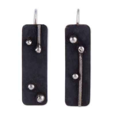 Alternate image for Oxidized Sterling Silver Drop Earrings from Peru Silver Secrets