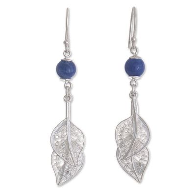 Alternate image for Leaf Motif Sodalite Dangle Earrings Tropical Cascade