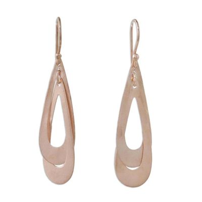 Alternate image for Handcrafted Contemporary Rose Gold Plated Thai Earrings Tears Entwined