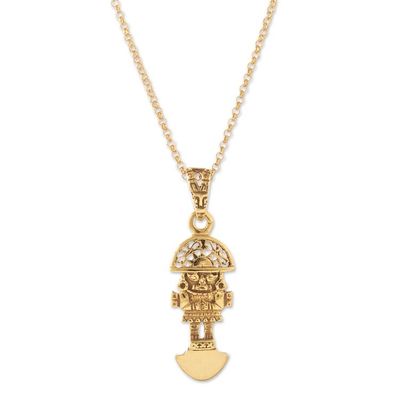 Alternate image for 18K Gold Plated Necklace with Inca Tumi Pendant Solar Tumi