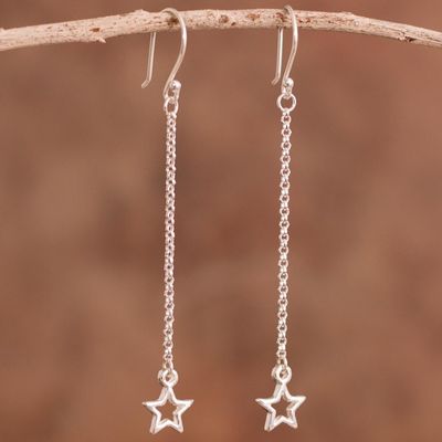 Alternate image for Sterling Silver Star Dangle Earrings from Bali Star Space
