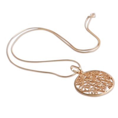 Alternate image for Filigree Gold Plated Sterling Silver Pendant Necklace Natural Energy