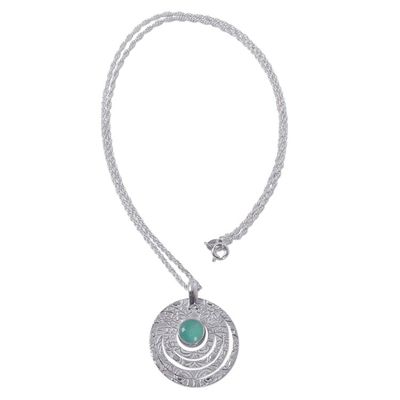 Alternate image for Textured Sterling Silver Handcrafted Necklace with Opal Ancient Echo
