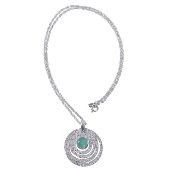 Alternate image for Textured Sterling Silver Handcrafted Necklace with Opal Ancient Echo