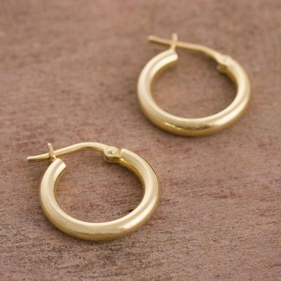 Alternate image for 18k Gold Plated Sterling Silver Hoop Earrings from Peru Classic Sheen