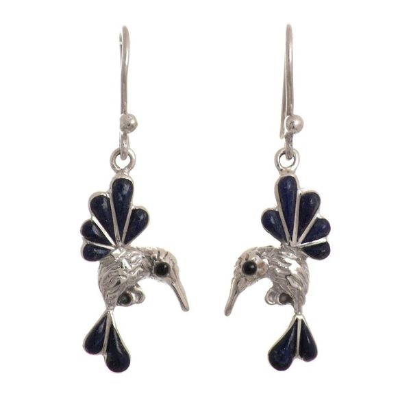 Alternate image for Lapis Lazuli and Onyx Hummingbird Dangle Earrings from Peru Azure Hummingbirds