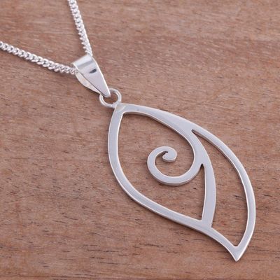 Alternate image for High-Polish Sterling Silver Leaf Pendant Necklace from Peru Fantastic Leaf