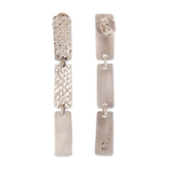 Alternate image for Textured Sterling Silver Dangle Earrings Made in Peru Textured Links