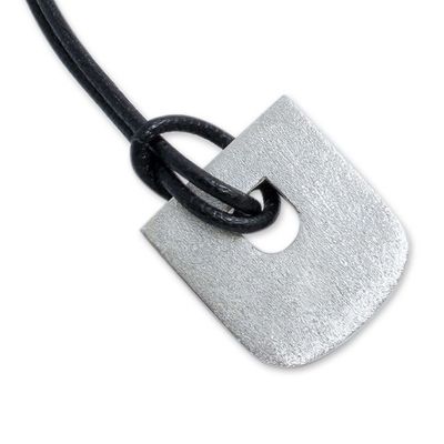 Alternate image for Modern Peru Art Silver Artisan Leather Necklace Our Promise