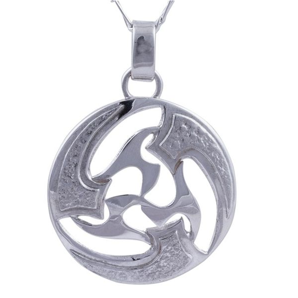 Alternate image for Modern Abstract Andean Silver Pendant Necklace Universe in Motion